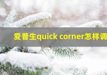 爱普生quick corner怎样调